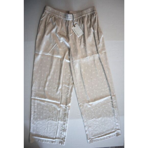 Barefoot Dreams Women Sz M Stone Scattered Paisleys Washed Satin Wide Leg Pants - Picture 1 of 10